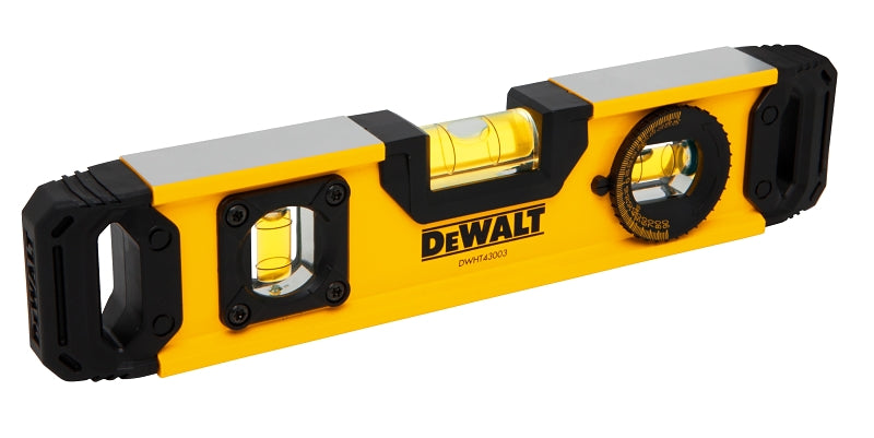 DEWALT DEWALT DWHT43003 Torpedo Level, 9.7 in L, 3-Vial, Magnetic, Aluminum, Black/Yellow ELECTRICAL DEWALT