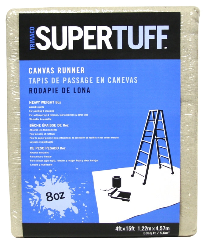 TRIMACO Trimaco 58908 Drop Cloth, 15 ft L, 4 ft W, Canvas, Tan