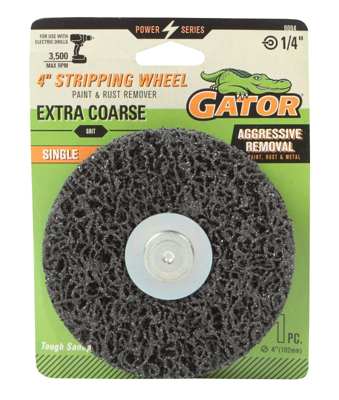 GATOR Gator 9004 Stripping Single Wheel, 4 in Dia, 1/4 in Arbor, Extra Coarse, Silicon Carbide Abrasive TOOLS GATOR
