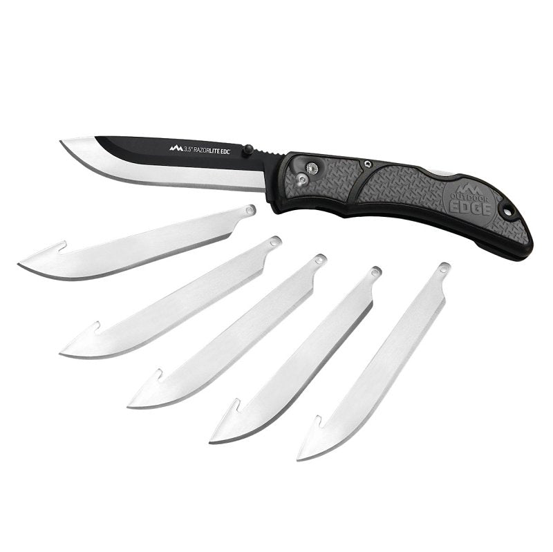 OUTDOOR EDGE CUTLERY Outdoor Edge Razor-Lite Series RLY-50C Knife, Gray Handle, 3-1/2 in L Blade, Stainless Steel Blade, 8 in OAL