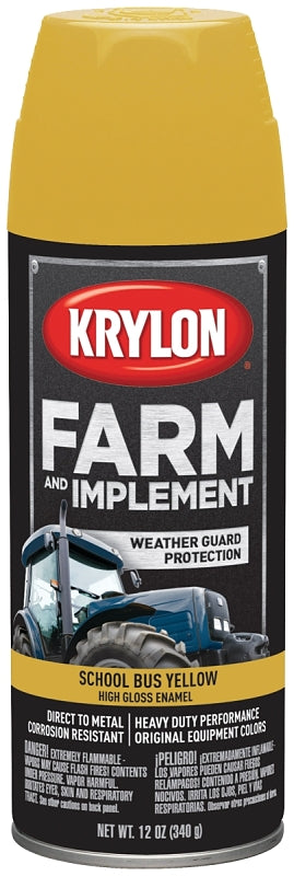 KRYLON Krylon K01957000 Farm Equipment Spray, High-Gloss, School Bus Yellow, 12 oz Can