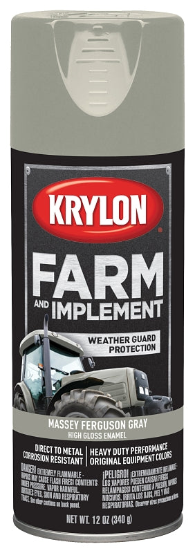 KRYLON Krylon K01938000 Farm Equipment Spray, High-Gloss, Massey Ferguson Gray, 12 oz