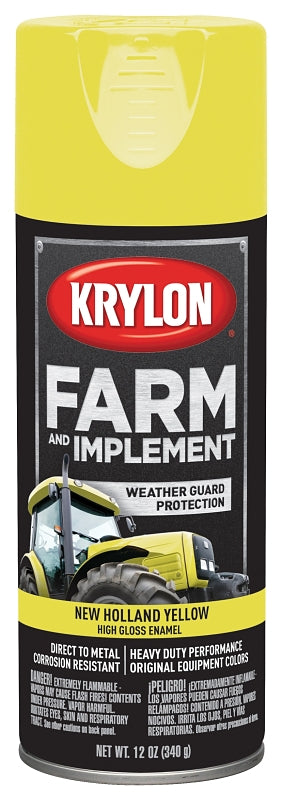 KRYLON Krylon K01949000 Farm Equipment Spray, High-Gloss, New Holland Yellow, 12 oz