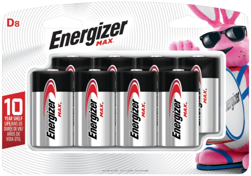 ENERGIZER BATTERY Energizer E95BP-8H Battery, 1.5 V Battery, 18 Ah, D Battery, Alkaline, Manganese Dioxide, Zinc, Rechargeable: No ELECTRICAL ENERGIZER BATTERY
