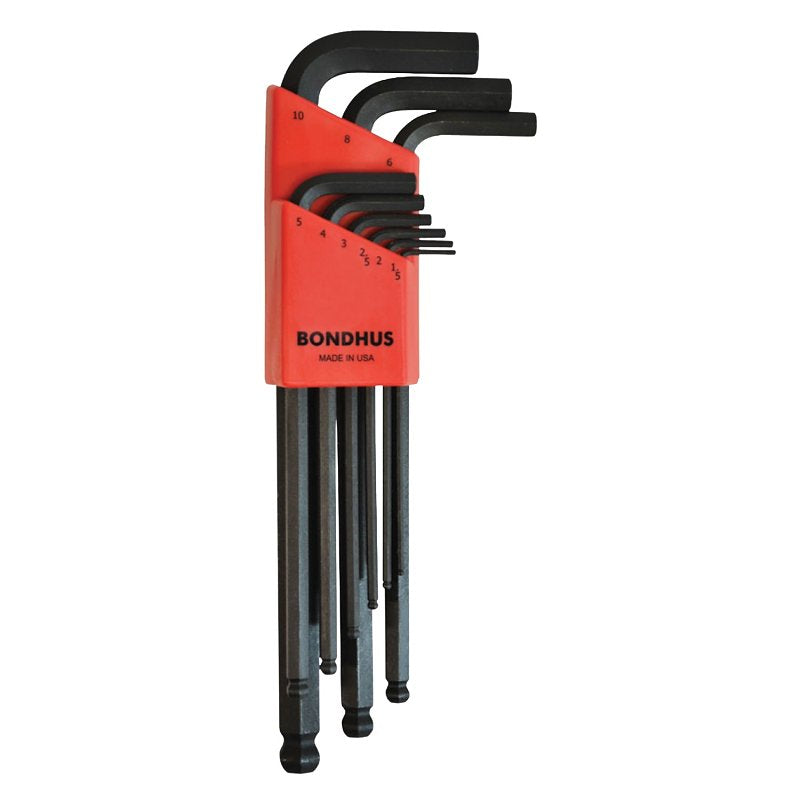 BONDHUS CORPORATION Bondhus 10999 Ball End L-Key Set, 9-Piece, ProGuard, Specifications: Metric Measurement System, Long Length