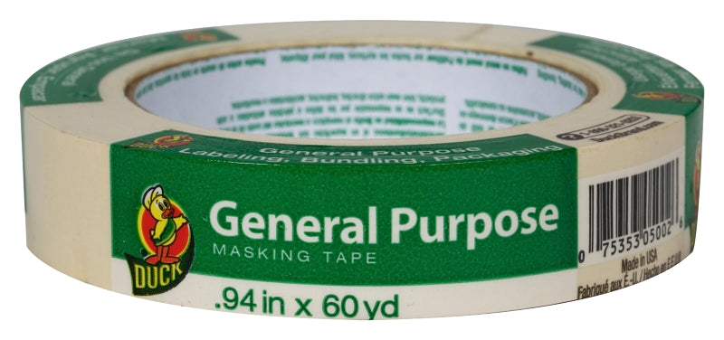 DUCK Duck 394693 Masking Tape, 60 yd L, 0.94 in W