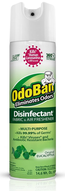 ODOBAN Odoban 910001-14A6 Odor Eliminator and Disinfectant, Eucalyptus, 14 oz Aerosol Can, Liquid, Clear