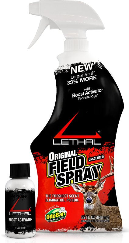LETHAL Lethal Original Field 971767-31ZC6 Scent Eliminator, Unscented, Liquid, 31 fl-oz Base, 1 fl-oz Activator Spray Bottle