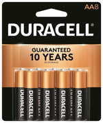 DURACELL Duracell COPPERTOP Series MN15B8ZTSS Battery, 1.5 V Battery, AA Battery, Alkaline, Manganese Dioxide ELECTRICAL DURACELL