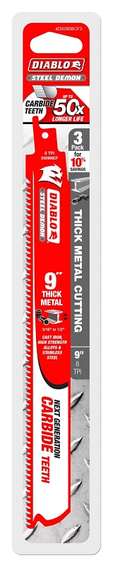 DIABLO Diablo DS0908CF3 Reciprocating Saw Blade, 9 in L, 8 TPI TOOLS DIABLO