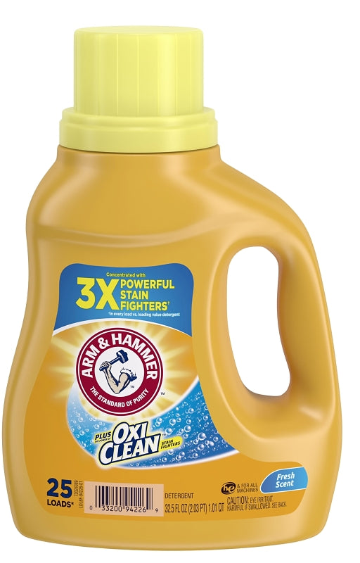 ARM & HAMMER Arm & Hammer Plus OxiClean 97535 Laundry Detergent, 32.5 oz Bottle, Liquid, Characteristic