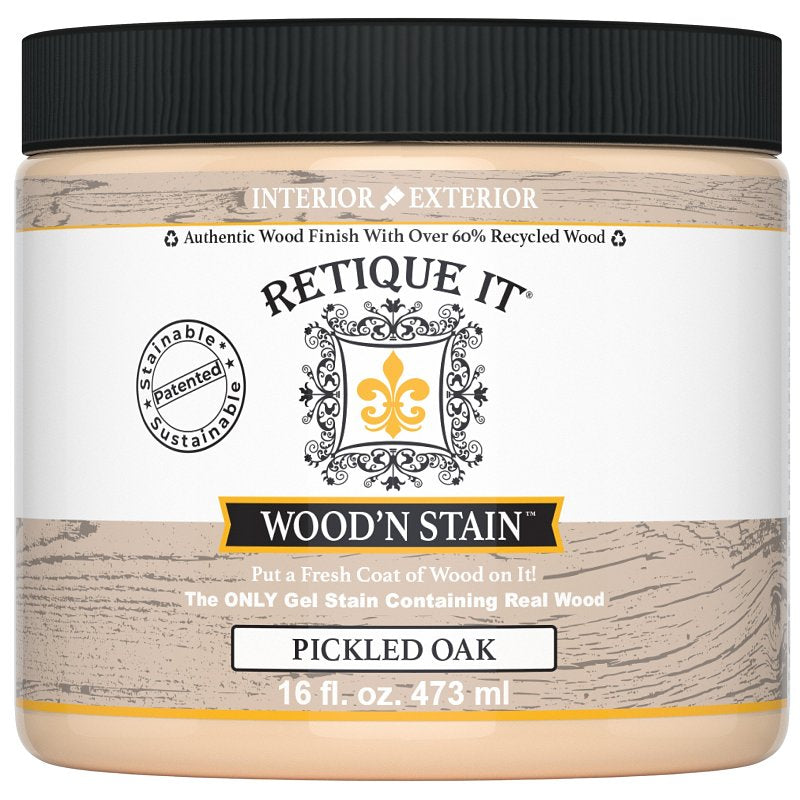 DECOART LLC Retique It Wood'n Stain RQ-WNS16-POAK-R10 Wood Stain, Pickled Oak, Gel, 16 oz
