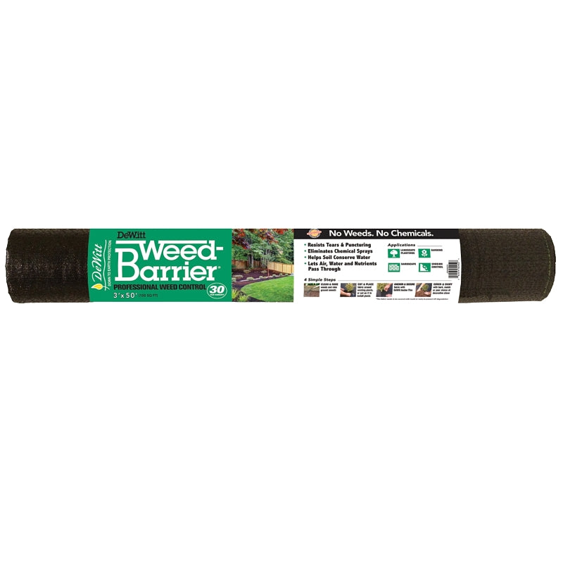DEWITT COMPANY DeWitt DWB30350 Series Weed Barrier, 50 ft L, 3 ft W, Polypropylene, Black, 12/PK