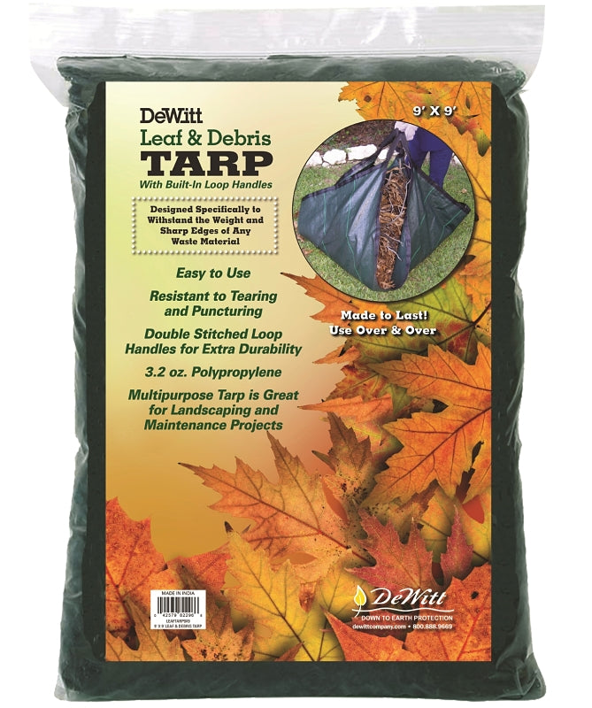 DEWITT DeWitt LEAFTARP9X9-12 Leaf and Debris Tarp, 9 ft L, 9 ft W, Polypropylene, Green