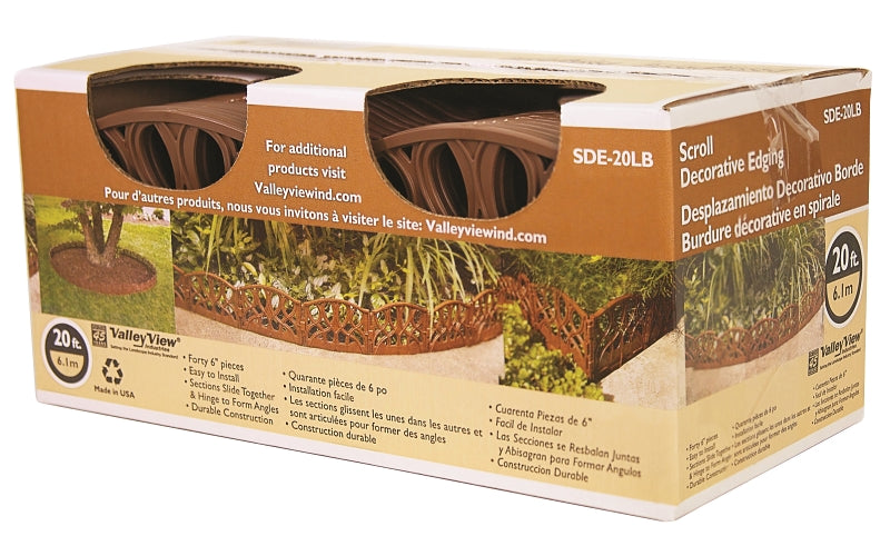 DEWITT DeWitt SDE-20LB Scroll Decorative Edging, 20 ft L, Light Brown