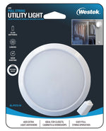 WESTEK Westek BL-PSTG-W Pull String Utility Light, AA Battery, 1-Lamp, LED Lamp, 90 Lumens, 4000 K Color Temp, White ELECTRICAL WESTEK