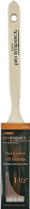 LINZER Linzer WC 2164-1.5 Paint Brush, Natural Handle, Wood Handle, 1-1/2 in W, 2-1/4 in L Bristle, Polyester Bristle