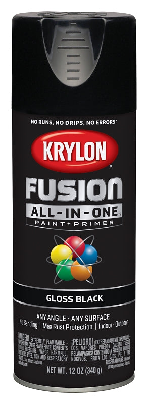 KRYLON Krylon K02702007 Spray Paint, 12 oz Can, 25 sq-ft Coverage Area, Acrylic Base, Gloss, Black PAINT KRYLON
