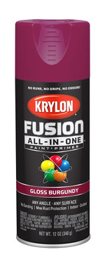 KRYLON Krylon K02704007 Spray Paint, 12 oz Can, 25 sq-ft Coverage Area, Acrylic Base, Gloss, Burgundy