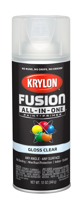 KRYLON Krylon K02705007 Spray Paint, 12 oz Can, 25 sq-ft Coverage Area, Acrylic Base, Gloss, Clear