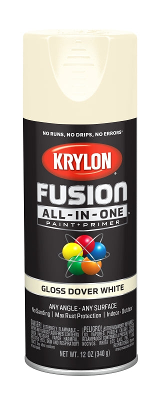 KRYLON Krylon K02706007 Spray Paint, 12 oz Can, 25 sq-ft Coverage Area, Acrylic Base, Gloss, Dover White PAINT KRYLON