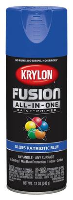 KRYLON Krylon K02716007 Spray Paint, 12 oz Can, 25 sq-ft Coverage Area, Solvent Base, Gloss, Patriotic Blue, Exterior, Interior PAINT KRYLON