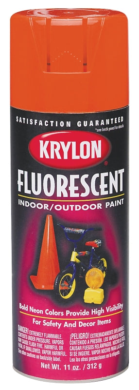 KRYLON Krylon K03102777 Fluorescent Spray Paint, 11 oz, 25 sq-ft Coverage Area, Solvent Base, Yellow Orange
