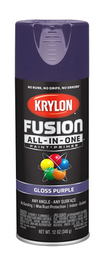 KRYLON Krylon K02719007 Spray Paint, 12 oz Can, 25 sq-ft Coverage Area, Acrylic Base, Gloss, Purple, Exterior, Interior PAINT KRYLON
