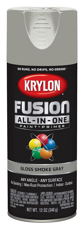 KRYLON Krylon K02723007 Spray Paint, 12 oz Can, 25 sq-ft Coverage Area, Acrylic Base, Gloss, Smoke Gray PAINT KRYLON