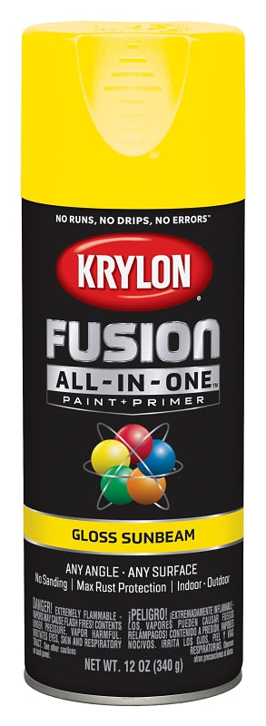 KRYLON Krylon K02725007 Spray Paint, 12 oz Can, 25 sq-ft Coverage Area, Acrylic Base, Gloss, Sunbeam PAINT KRYLON