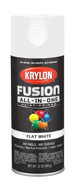 KRYLON Krylon K02730007 Spray Paint, 12 oz Can, 25 sq-ft Coverage Area, Acrylic Base, Flat, White PAINT KRYLON