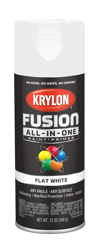 KRYLON Krylon K02730007 Spray Paint, 12 oz Can, 25 sq-ft Coverage Area, Acrylic Base, Flat, White PAINT KRYLON