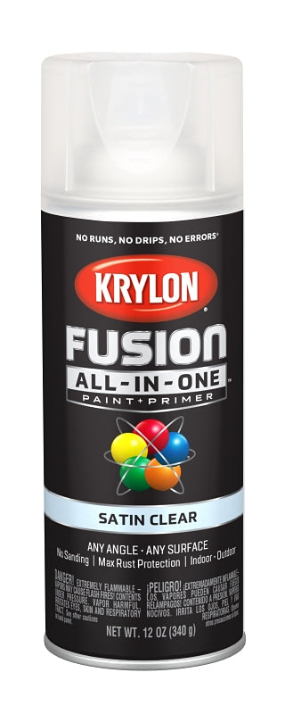 KRYLON Krylon K02735007 Spray Paint, Satin, Clear, 12 oz, Can PAINT KRYLON