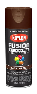 KRYLON Krylon K02738007 Spray Paint, Satin, Espresso, 12 oz, Can PAINT KRYLON