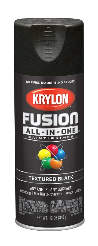 KRYLON Krylon K02776007 Spray Paint, Textured, Black, 12 oz, Can PAINT KRYLON