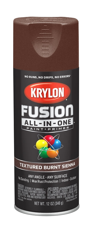 KRYLON Krylon K02777007 Spray Paint, Textured, Burnt Sienna, 12 oz, Can