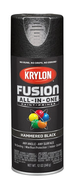 KRYLON Krylon K02782007 Spray Paint, 12 oz Can, 25 sq-ft Coverage Area, Acrylic Base, Hammered, Black PAINT KRYLON