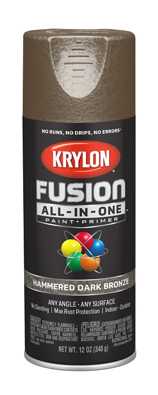 KRYLON Krylon All-In-One�� K02787007 Spray Paint, Hammered, Dark Bronze, 12 oz Can PAINT KRYLON