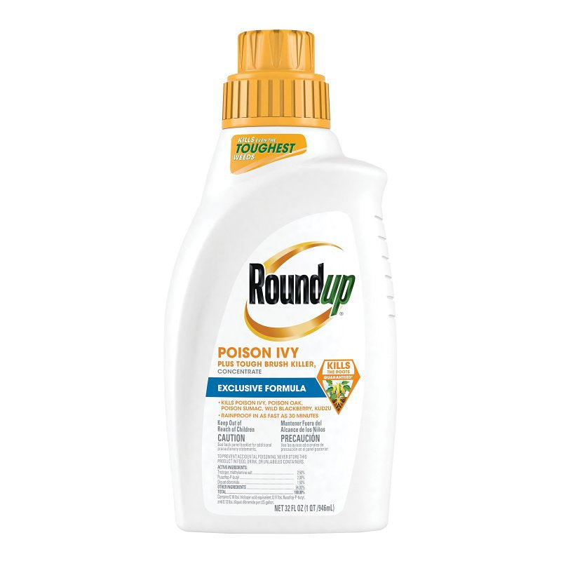 ROUNDUP Roundup Poison Ivy Plus 5378206 Concentrated Brush Killer, Liquid, Yellow, 32 oz Bottle LAWN & GARDEN ROUNDUP