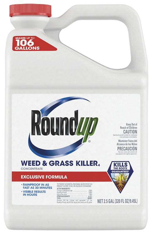 ROUNDUP Roundup 5378701 Concentrate Weed and Grass Killer, Liquid, Brown, 2.5 gal