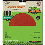 GATOR Gator 3011 Sanding Disc, 6 in Dia, 100 Grit, Medium, Aluminum Oxide Abrasive, Paper Backing, 3/PK TOOLS GATOR