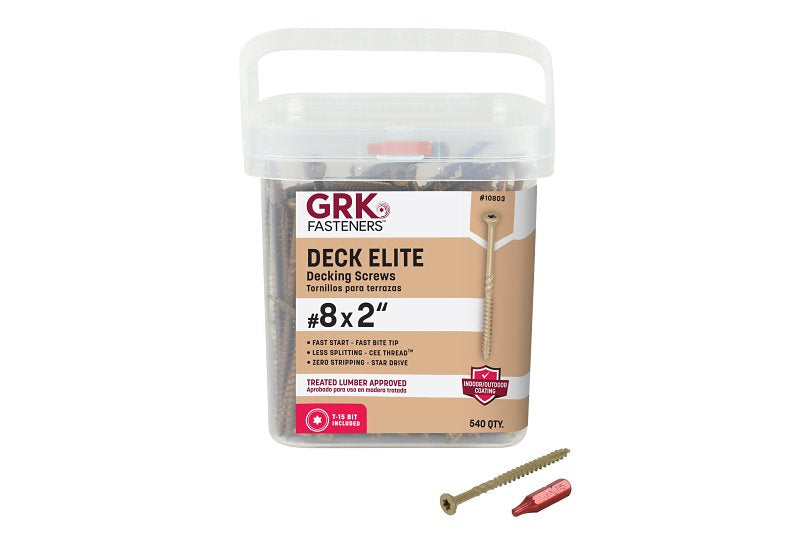 GRK FASTENERS GRK Fasteners DECK ELITE 10802 Deck Screw, #8 Thread, 2 in L, Coarse, W-Cut Thread, Bugle Head, Steel, Polymer, 700/PK HARDWARE & FARM SUPPLIES GRK FASTENERS