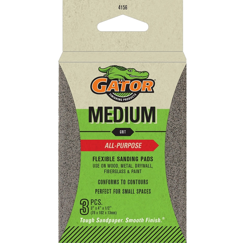 GATOR Gator 4156 Sanding Pad, 4 in L, 3 in W, 100 Grit, Medium, Aluminum Oxide Abrasive PAINT GATOR
