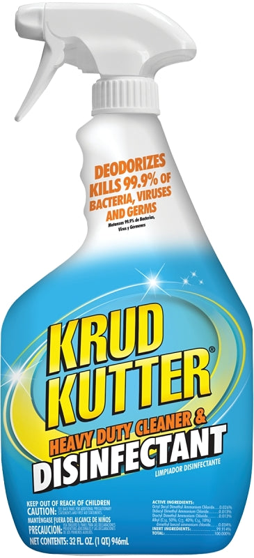 KRUD KUTTER Krud Kutter DH326 Cleaner and Disinfectant, 32 oz, Clear, Liquid