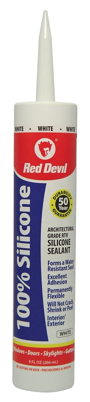 RED DEVIL Red Devil 0816 Silicone Sealant, White, -60 to 400 deg F, 9.8 fl-oz Cartridge PAINT RED DEVIL
