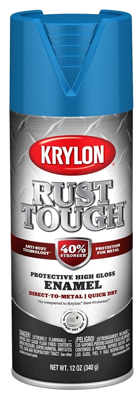 KRYLON Krylon Rust Tough K09271008 Enamel Spray Paint, Gloss, Safety Blue, 12 oz, Can