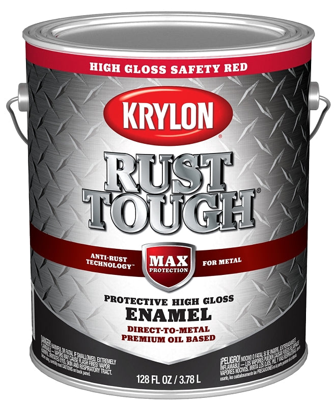 KRYLON Krylon Rust Tough K09737008 Rust Preventative Paint, Gloss, Radiant/Safety Red, 1 gal, 400 sq-ft/gal Coverage Area PAINT KRYLON