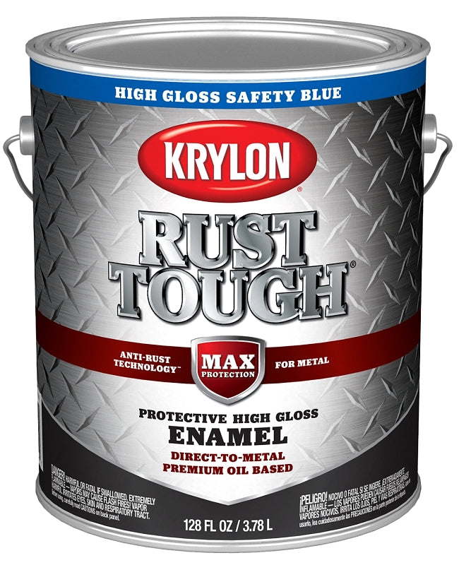 KRYLON Krylon Rust Tough K09741008 Enamel Paint, Gloss Sheen, Safety Blue, 1 gal, 400 sq-ft/gal Coverage Area