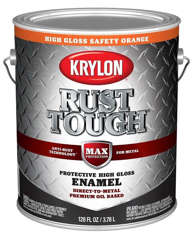 KRYLON Krylon Rust Tough K09768008 Rust Preventative Paint, Gloss, Safety Orange, 1 gal, 400 sq-ft/gal Coverage Area