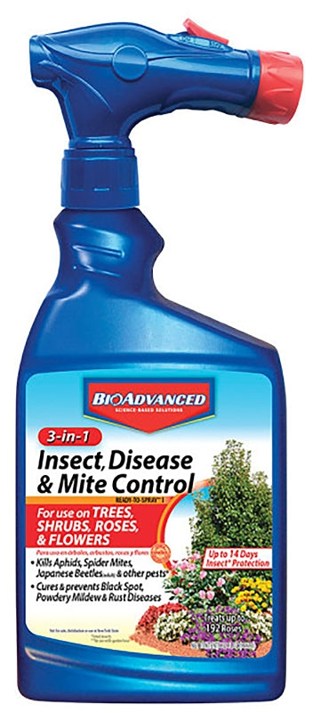 BIOADVANCED BioAdvanced 708287A Insect Disease and Mite Control, Liquid, Outdoor, 32 oz Bottle